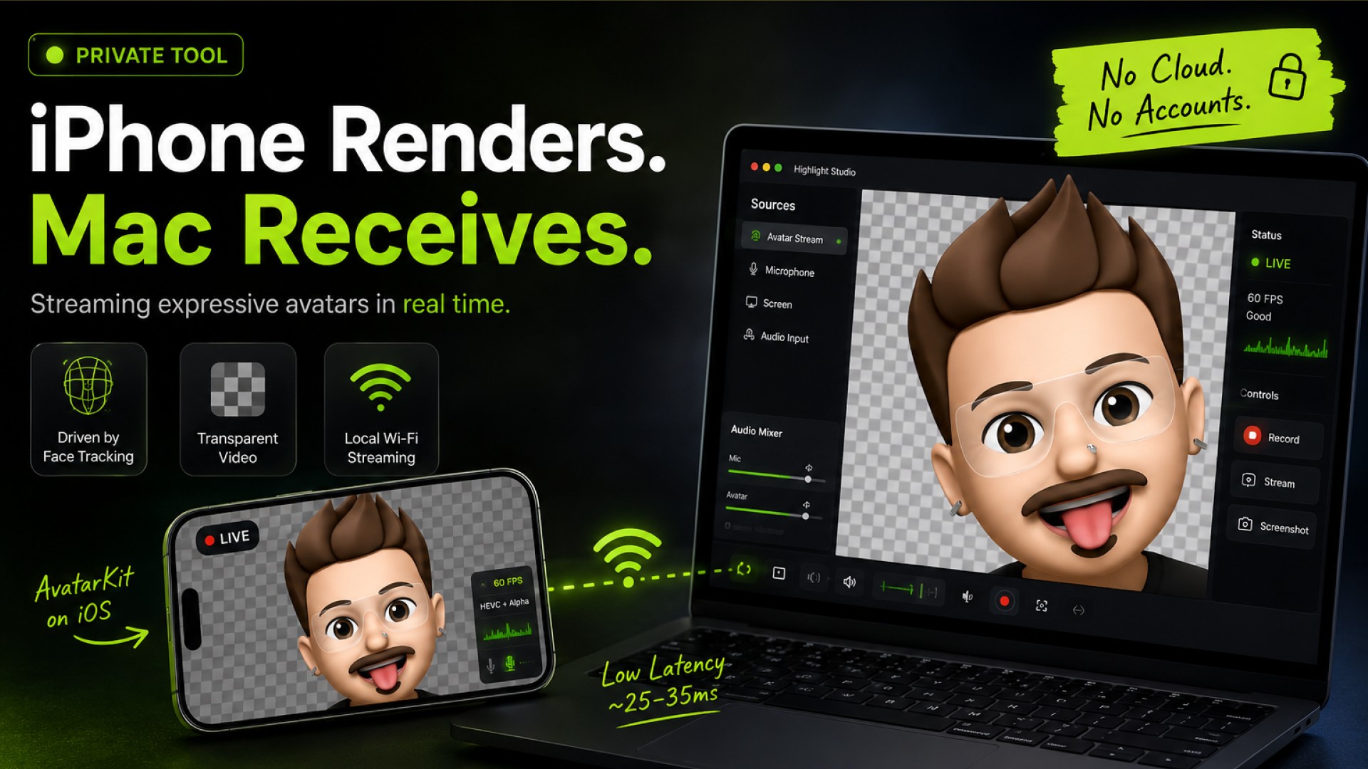Borrowing AvatarKit: Using an iPhone as a Rendering Peer for a Mac App